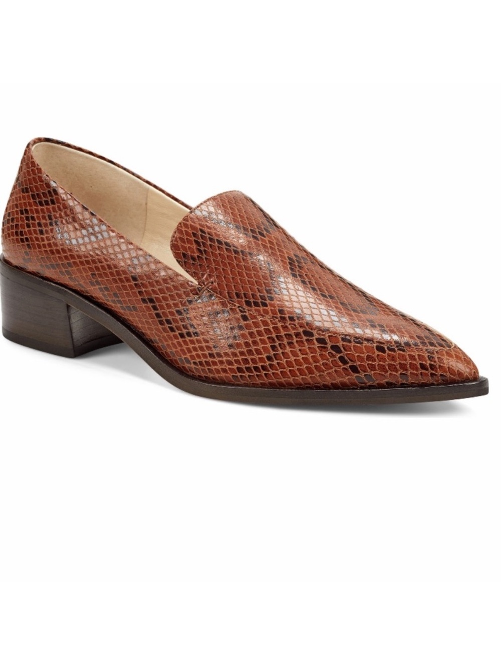NWOB Vince Camuto Snakeskin Pointy Toe Satillie Leather Loafer Sz 9/40